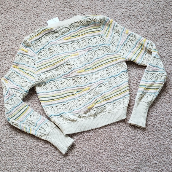 NWT Zara Adorable Knit Pointelle Cardigan Jacket Sweater Pastel and Cutouts - Picture 3 of 16